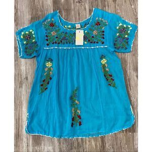 Raj Embroidered Boho Tunic Shirt Sz Medium
